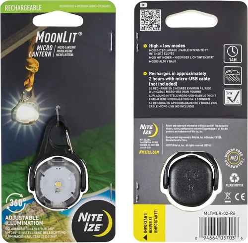 Miniatura 9 de Nite Ize Moonlit - Linterna micro recargable portátil para accesorios de campamento y equipo de senderismo, cuenta con clip de mosquetón con un