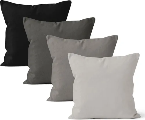 Miniatura 17 de Encasa XO Juego de 2 fundas de almohada de 12 x 12 pulgadas, color beige, sin rellenos, fundas de almohada de algodón para sala de estar, cama