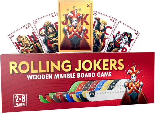 Rolling Jokers Edición para 8 jugadores, juego de mesa de clavijas y comodines, juego de madera para 2-8 jugadores, noche de juego para adultos