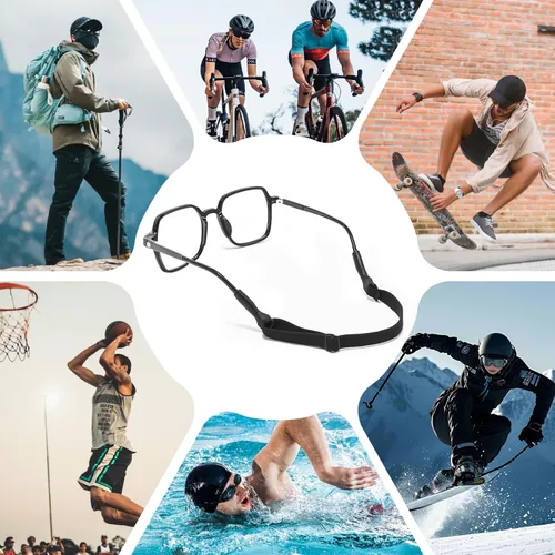 Miniatura 7 de Paquete de 4 correas ajustables para lentes (8.5-12.5 pulgadas), correas de vidrio para anteojos y lentes de sol, correa antideslizante para gafas