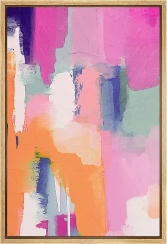 Miniatura 45 de SIGNFORD Lienzo enmarcado para pared, acuarela pastel, morado, luna, cielo, naturaleza, ilustraciones de área silvestre, arte moderno, vibrante