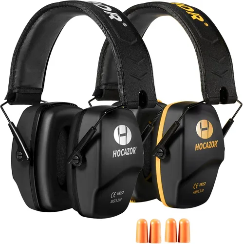 HO1006 Shooting Ear Protection NRR 26dB Traje para Tiradores Caza Rango Racing Concierto Deportes Eventos Aeropuertos - Negro y Amarillo
