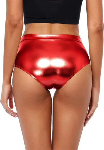 Miniatura 2 de Kepblom - Pantalones cortos metálicos de cintura alta para mujeres, brillantes y atrevidos para festivales y eventos