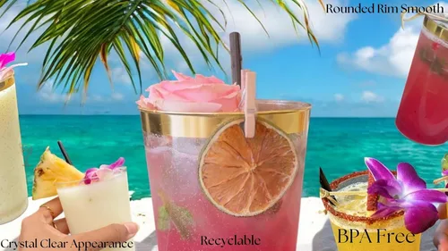 Miniatura 4 de Oojami Vasos de plástico duro de 12 onzas, paquete de 50 vasos desechables transparentes para fiestas, duraderos y reutilizables para bodas