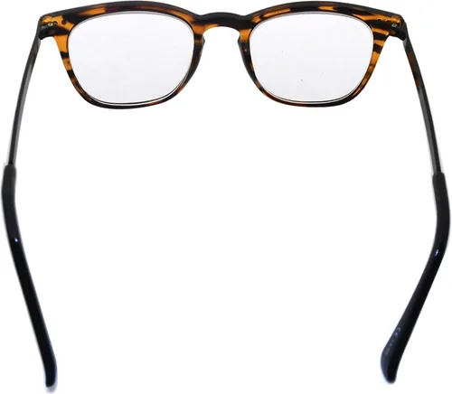 Miniatura 4 de Eyekepper Lectores Retro Cuadrado Plástico Marco Metal Brazos Lectura Gafas Ámbar/Negro Brazo +0.5