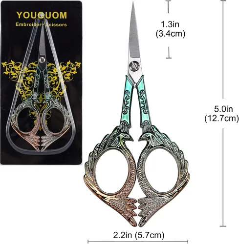 Miniatura 2 de YOUGUOM Tijeras de coser, pequeñas tijeras de bordado, tijeras de precisión afiladas para manualidades, punto de cruz, hilo de hilo, detalle