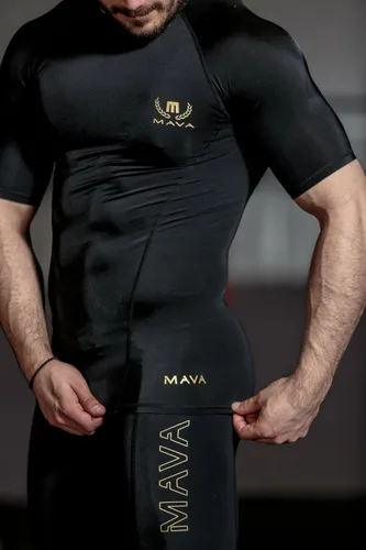 Miniatura 4 de Mava Sports playera ceñida mangas cortas para hacer ejercicios prenda interior para hombre