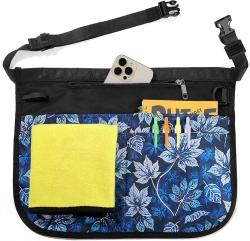 Miniatura 11 de Delantal de servidor impermeable para mujeres con 5 bolsillos, se pone y se quita rápidamente, delantales de camarera, delantal de trabajo