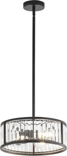 Miniatura 10 de Lámpara de techo negra empotrada, lámpara de cristal enjaulada de 2 luces, lámpara de pasillo de tambor pequeño, montaje de techo