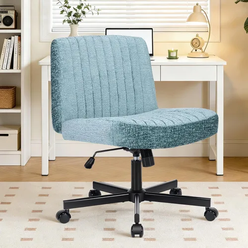 Miniatura 10 de Convertible Base Criss Cross Chair with Pocket Springs & Thicker and Wider Cushions, Armless Legged Office Chair Relieves Back Pain, Swivel Vanity