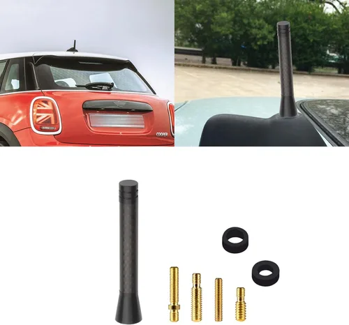 Miniatura 16 de x xotic tech Antena corta para automóvil con bandera de Union Jack compatible con Mini Cooper todos los modelos de 3 pulgadas (negro/gris)