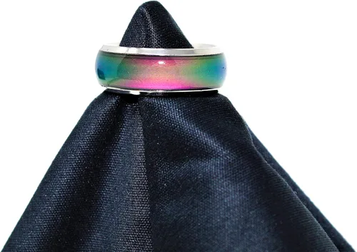 Miniatura 6 de Ello Elli Anillo de acero inoxidable con ajuste cómodo de 0.315 in que cambia de estado de ánimo tono platanegro
