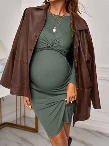 Miniatura 5 de Verdusa Vestido de maternidad con cuello redondo y manga larga para mujer