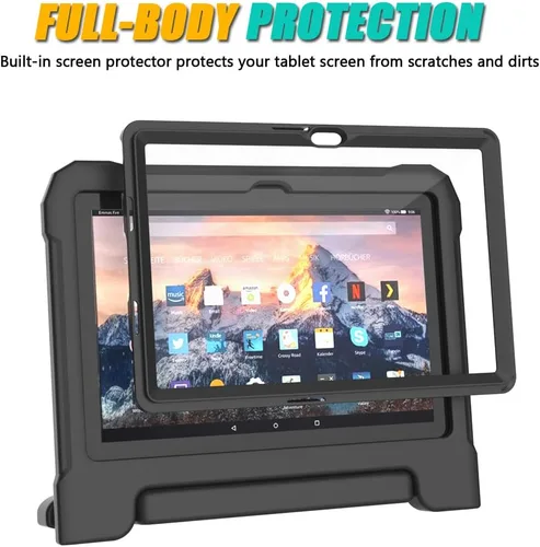 Miniatura 4 de DJ&RPPQ Funda para tablet infantil de 10 pulgadas, a prueba de golpes, con asa protectora, color negro