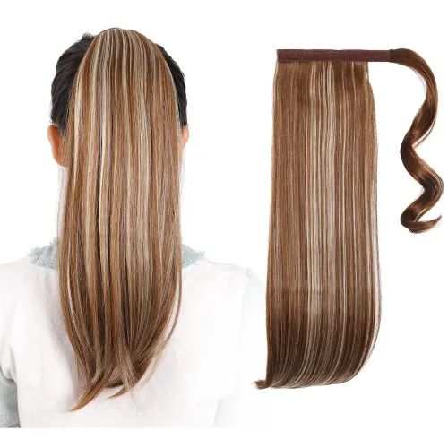 Miniatura 17 de Extensiones de cabello para cola de caballo, extensión de cola de caballo roja de 16 pulgadas, corta, ondulada, rizada, envolvente, cola de caballo