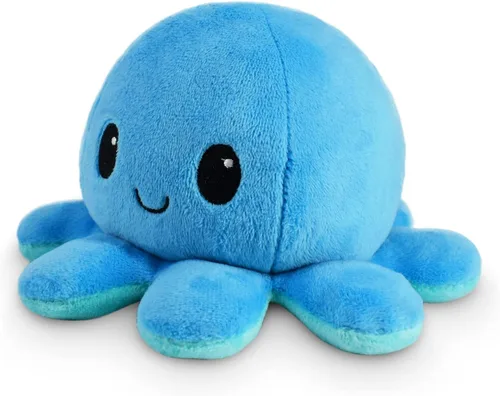 Miniatura 2 de TeeTurtle - El peluche original reversible de pulpo - Azul feliz + azul claro triste - Bonitos animales de peluche sensoriales fidget que muestran