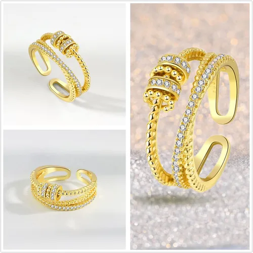 Miniatura 6 de Askljeby Anillo de ansiedad para hija, anillo de oro de 18 quilates para hija de mamá a mi hija, circonita cúbica, ajustable, para el pulgar, alivio