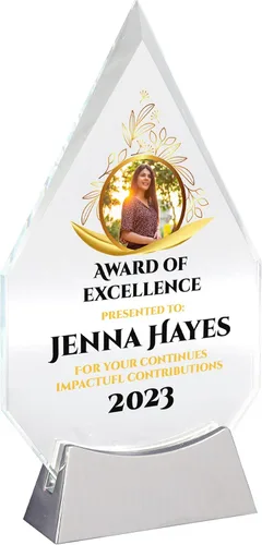 Miniatura 14 de Placa de vidrio personalizada de 9 1/4 pulgadas para premios y trofeos, premio personalizado para empleado del mes, regalo de jubilación, liderazgo
