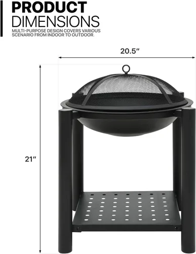Miniatura 2 de MoNiBloom Fogata portátil de 22 pulgadas para exteriores, parrilla de barbacoa exterior, parrilla para cocinar con estante para patio, patio