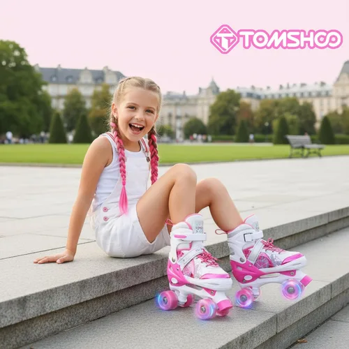Miniatura 2 de TOMSHOO Patines de ruedas para niños y niñas de 3 a 5, 5 a 8, 6 a 12, 4 tamaños, patines ajustables con ruedas iluminadas, para regalo de cumpleaños