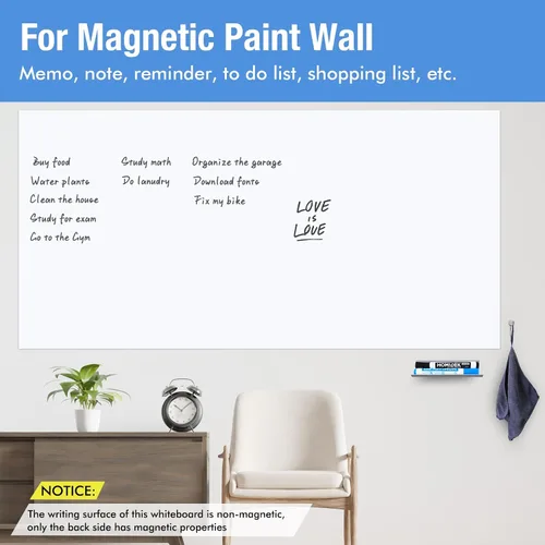 Miniatura 5 de HOMiDEK Pizarra blanca grande con respaldo magnético: hoja de escritura flexible de borrado en seco de 17 x 24, pizarra blanca extraíble