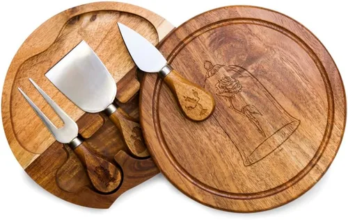 Miniatura 12 de PICNIC TIME Disney Princess Cenicienta Juego de Tabla para Queso Brie de Acacia y Cuchillo, Tabla de Charcutería con Cajón Giratorio y Herramientas