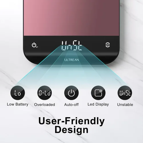 Miniatura 4 de Ultrean Báscula de Alimentos, Báscula de Cocina Digital con Pantalla LED, Peso en Gramos y Onzas para Hornear y Cocinar, 6 Unidades con Función