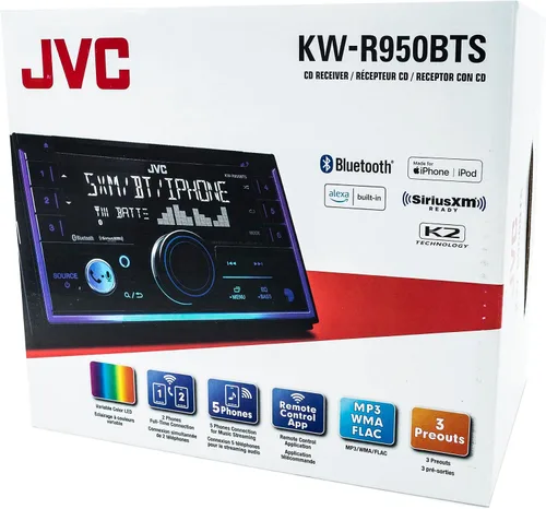 Miniatura 7 de JVC KW-R950BTS Receptor estéreo Bluetooth para coche con puerto USB - Pantalla LCD - Radio AM/FM - Reproductor de MP3 - Doble DIN - EQ de 13 bandas