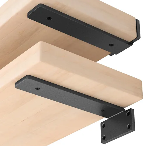 Miniatura 12 de Paquete de 4 soportes flotantes para estantes de 4 pulgadas, soportes ocultos en L resistentes, soportes de estante industriales rústicos