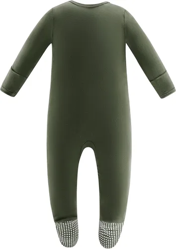 Miniatura 2 de Owlivia Pijama de bambú para bebé y niña, con cremallera frontal antideslizante