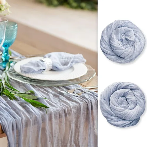Magic Moment - Camino de mesa de gasa estilo rústico y bohemio, de 160 pulgadas, largo, para decoración de mesa de Navidad, boda o cena romántica,