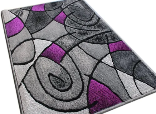 Miniatura 6 de Masada Rugs, Alfombra moderna y contemporánea, color morado, gris y negro (2 pies x 3 pies)