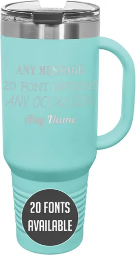 Miniatura 39 de Vaso de acero inoxidable aislado con tapa de 20 onzas (17 colores) personalizado con recubrimiento en polvo, grabado personalizado, nombre