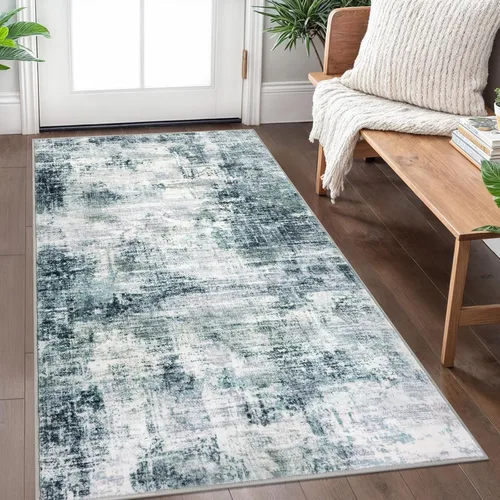 Miniatura 75 de IOHOUZE Alfombra pequeña abstracta de 2 x 3 pies, alfombra de entrada lavable para entrada interior, alfombras con respaldo de goma, alfombra gris