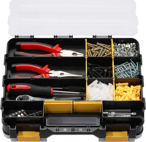 Miniatura 9 de Mayouko Organizador de Herramientas de Doble Cara, Separadores de Plástico Extraíbles Personalizables, Caja de Almacenamiento de Hardware, Excelente