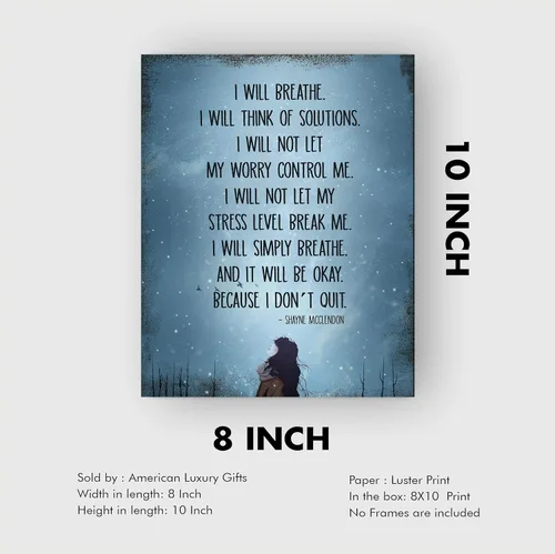 Miniatura 7 de AMERICAN LUXURY GIFTS I Will Simply Breathe and It Will Be Okay - Impresión artística de pared con citas inspiradoras, decoración de pared moderna