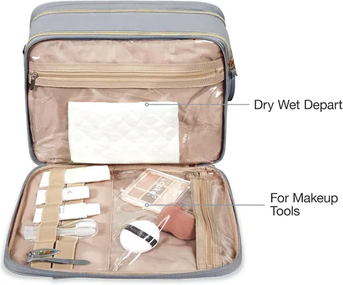 Miniatura 3 de BAGSMART Neceser grande, organizador de maquillaje de viaje, resistente al agua, bolsa de cosméticos para maquillaje, bolsa de viaje