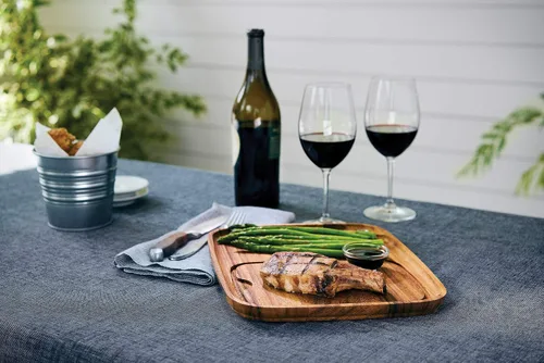 Miniatura 5 de Ironwood Gourmet Fort Worth Plato para Bistec con Canal para Jugos, Madera de Acacia, Juego de 4