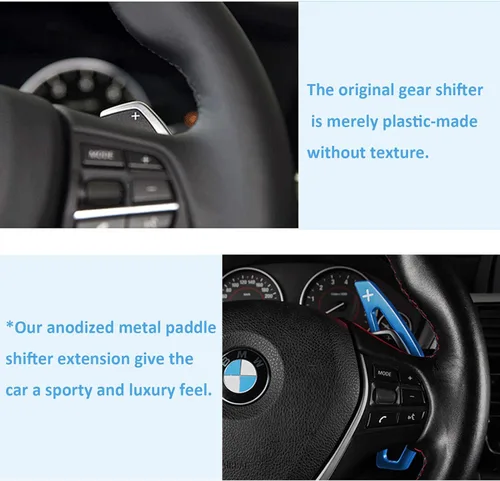 Miniatura 5 de Compatible con extensiones de cambio de paleta de BMW, Jaronx - Volante de aluminio metálico con palanca de cambio de paleta