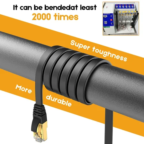 Miniatura 6 de Ercielook Cable Ethernet CAT8 de alta velocidad de 150 pies, cable de Internet plano blindado con clips, resistente a la intemperie S/FTP resistente