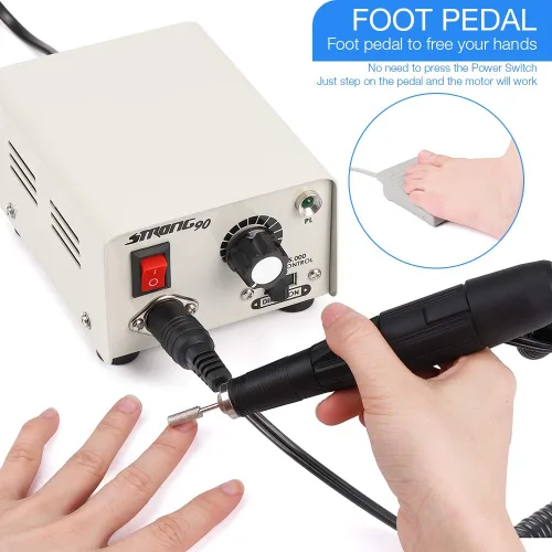 Miniatura 4 de Fuerte 90 65 W 35000 RPM profesional máquina de taladro de uñas de acero inoxidable pedicura uñas pulido manicura máquina