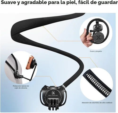 Miniatura 5 de K&F CONCEPT Soporte para teléfono para el cuello, soporte magnético 2 en 1 para el cuello del teléfono, soporte para teléfono POV, soporte de pecho