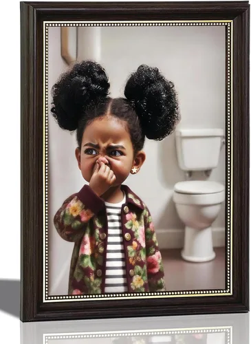 Miniatura 11 de Pintura clásica de Mona Lisa enmarcada en oro, arte de pared de baño, póster divertido de humor divertido para baño, impresión en lienzo de baño