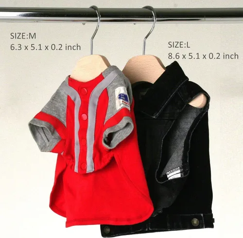Miniatura 2 de Paquete de 5 perchas de madera, colgador de ropa para perros de 8.6 pulgadas, perchas pequeñas para vestido de muñeca, ropa, vestidos, accesorios (L)