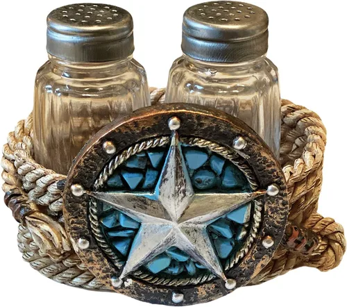 Miniatura 11 de Urbalabs - Botas de cerámica con bandera de Texas, salero y pimentero occidental, carrito, granja, mesa de comedor, cocina, decoración de encimera