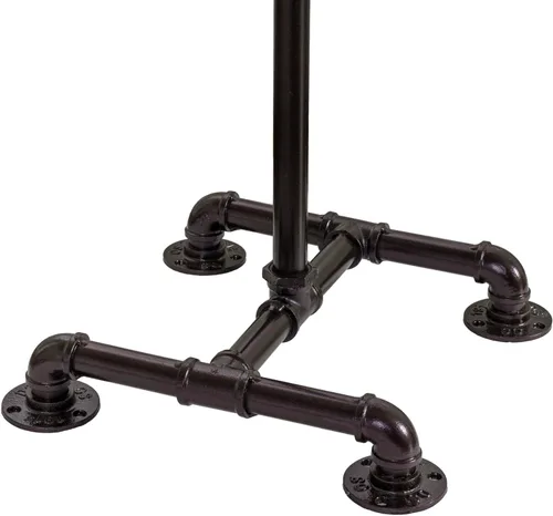 Miniatura 7 de MyGift Estante industrial de metal marrón oscuro con 10 perchas redondas de madera quemada rústica para sombreros, soporte decorativo con ganchos