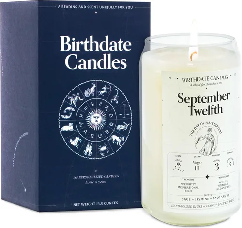 Miniatura 119 de Velas con fecha de nacimiento, 28 de octubre, velas perfumadas del zodiaco de Escorpio, regalo de cumpleaños, aroma a bergamota, canela y caoba