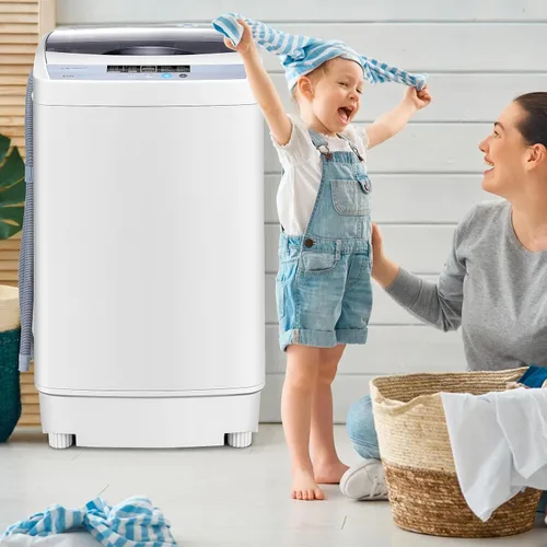 Miniatura 2 de RELAX4LIFE Lavadora completamente automática, lavadora compacta de 12 libras de capacidad con 10 programas, 8 niveles de agua, pantalla LED y bomba