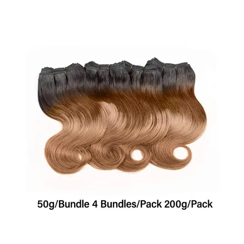 Miniatura 2 de Extensiones de cabello humano 12A ombré, ondulado, 4 paquetes cortos de 8, 8, 8, 8 pulgadas, extensiones de cabello virgen brasileño 100% sin