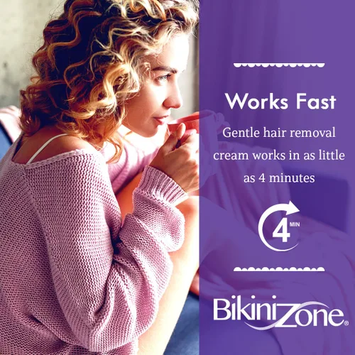 Miniatura 2 de Bikini Zone Removedor de vello en crema – Depilación instantánea para mujeres – Crema depilatoria para pieles sensibles y áreas delicadas – Dura más